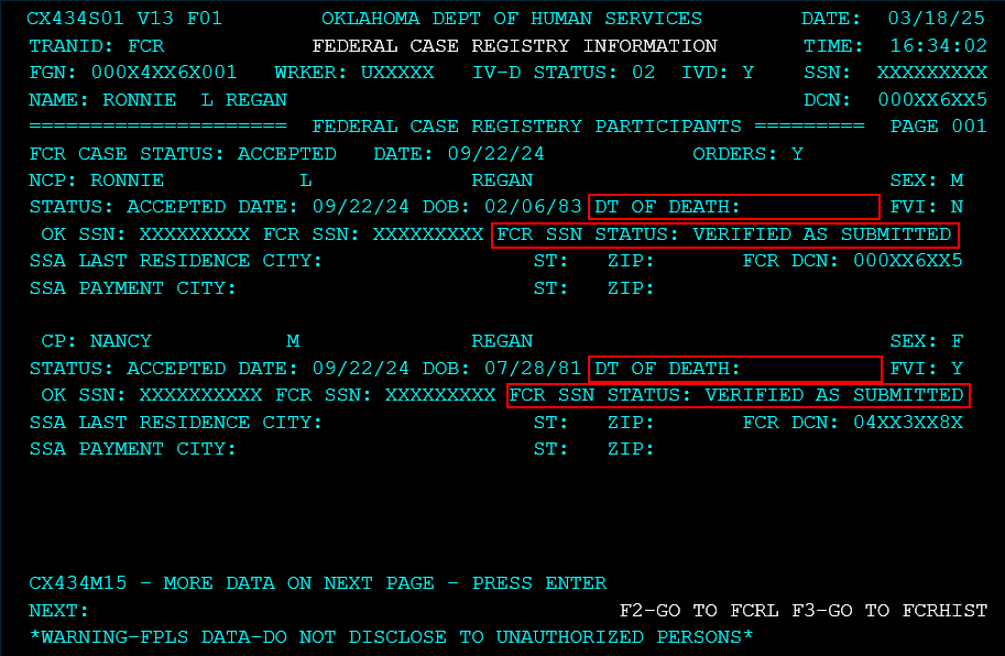 FCR screen