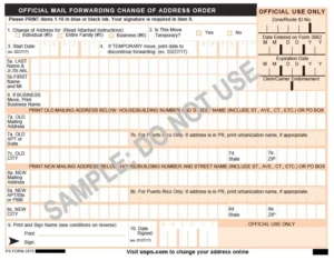 USPS form for changing address