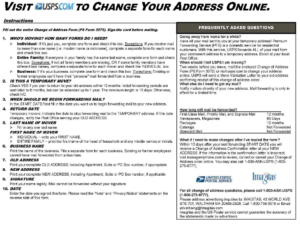 USPS handout on changing address. 