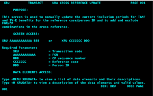 OSIS screen: XRU