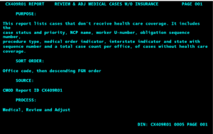 OSIS screen: OIL REPORT