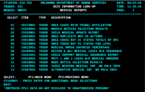 OSIS screen: OIL RMEDI