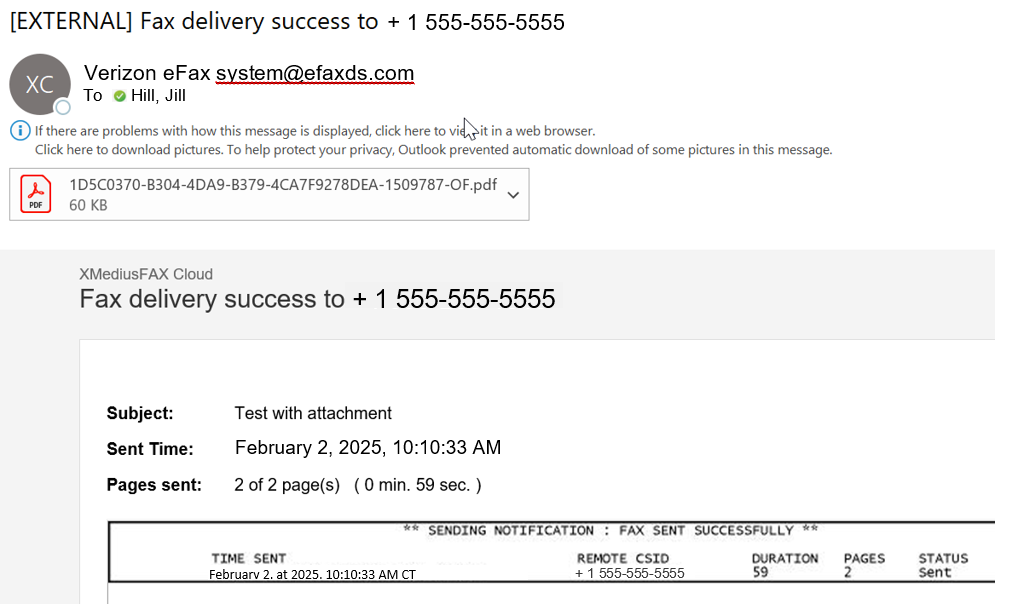 Fax Reporting if fax transmittal was a success or it failed.