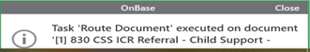 Dialogue box confirming task was executed.