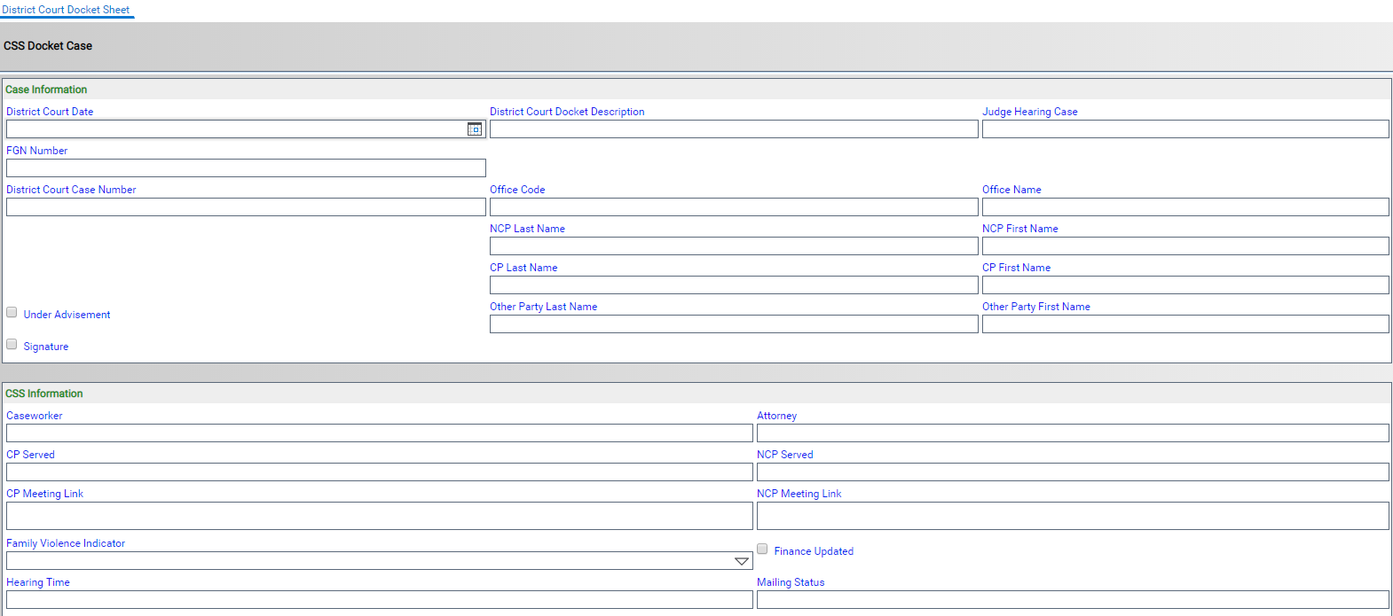 District Court Docket Sheet