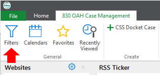 Filter button with an arrow pointing to it. 
