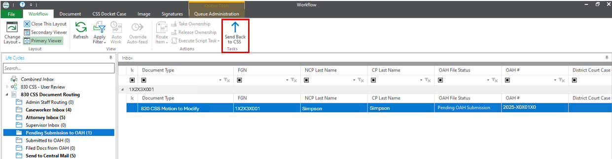 Workflow folders with the Pending Submission folder highlighted