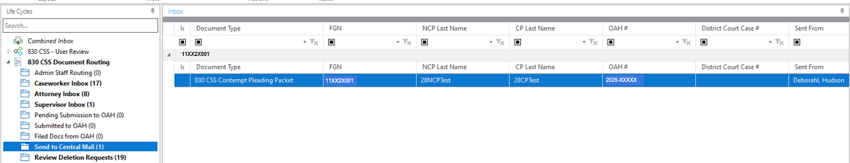 OnBase Workflow with a document highlighted.