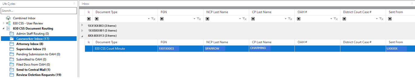 OnBase Workflow with a document highlighted.