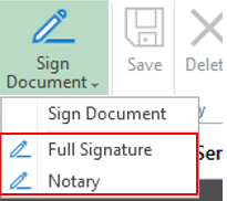 Types of signatures that can be selected.