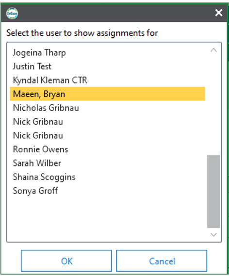 Select User button.