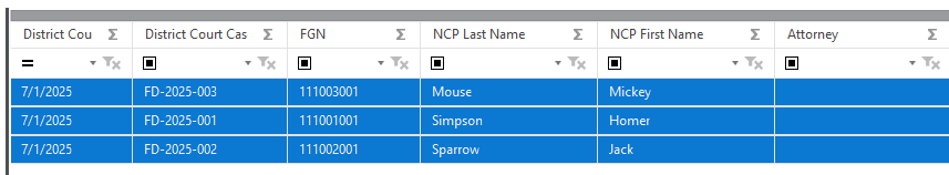 Multiple lines showing highlights to indicate they have been selected. 
