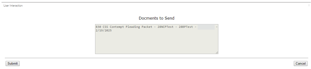 Pop-up box that users verify the correct document has been selected.