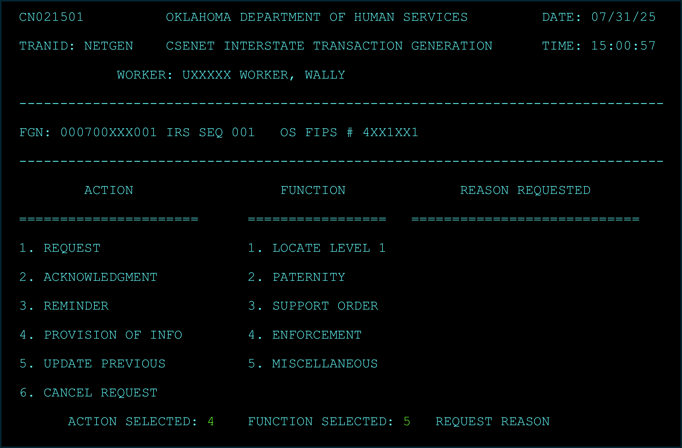 The NETGEN screen filled out as described above