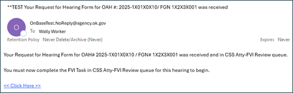 Screenshot of email the attorney will receive