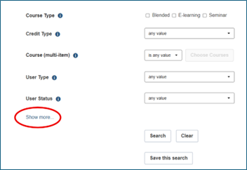 Transcript lookup screen with "Show more..." option circled in red