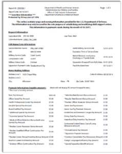 Notice containing wage and earning information provided by the US Department of Defense